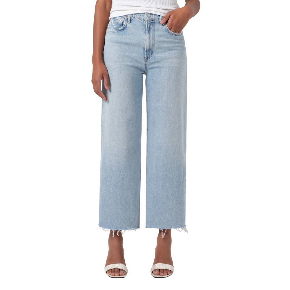 AGOLDE Ren High Rise Wide Leg Jeans Beam Raw Hem Size 30 NWT